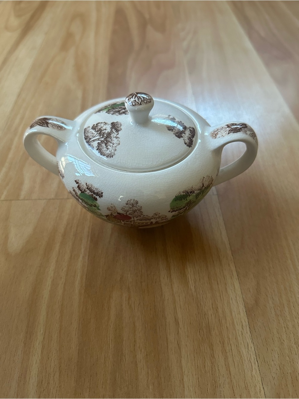 Vintage Nasco China "Holiday" pattern covered sugar bowl